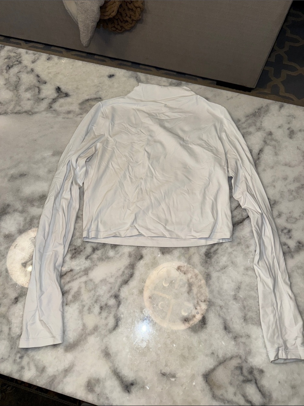 White Long-Sleeve Cropped Workout Top